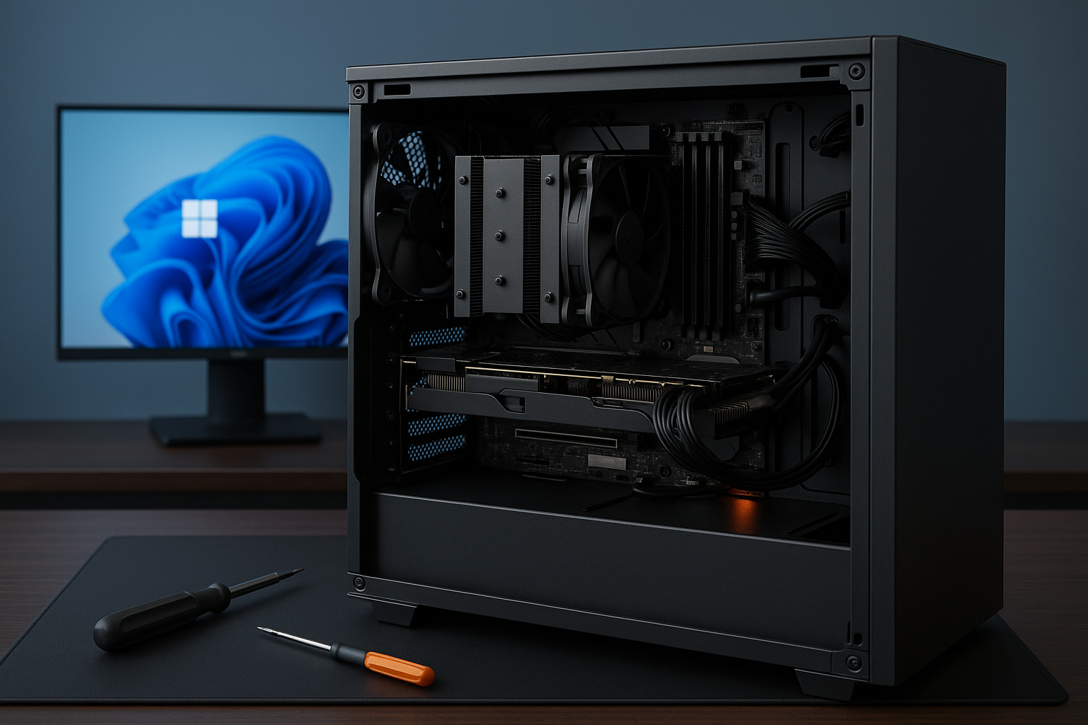 Selbst gebauter Copilot+ PC im Aufbau mit moderner NPU-Hardware